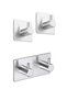 Stainless Steel Adhesive Toilet Paper Holder - Robe Rack - 2 Towel Holders - Instant Installation - 3