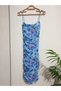 Women's Thin Elastic Strap Side Full Draped and Lined Floral Mibidoy Knee Dress - 5