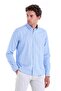 Blue Comfort Fit Straight Buttoned Collar Long Sleeve Casual Oxford Shirt