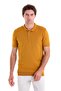 Mustard Regular Fit Jacquard Cotton Polo Collar Knitwear T-Shirt
