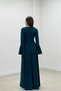 Crepe Fabric Sleeves Flounce Detailed Maxiboy Evening Dress - EMERAL GREEN - 5