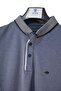 Men's Polo Collar Navy Blue Color T-Shirt - 4