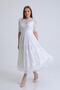 White Short Sleeve Lace Evening Dress - 2