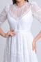 White Short Sleeve Lace Evening Dress - 5