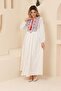 Women's White Kanavice Embroidered Lined Ethnic Authentic Dress - 4