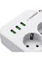 Jettpower 0370 Current Protected 3 USB 3-Gang Socket 2 M Extension Cable White - 3
