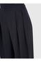 Draped Black Linen High Waist Trousers - 3