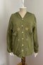 Women's Khaki Sequined Star Embroidered Sleeves and Hood with Mesh Detail Pocket Buttoned Jacket - 2
