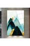 Frameless Vertical with White Background Collage Drawing Colorful Mountains Unbreakable Glass Painting