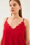 Women's Red String Strap Lace Blouse - 2