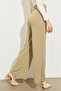 Women's Khaki Shiny Double Pocket Wide Leg Loose Trousers - 3