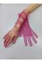 Diamond sparkling evening dresses bridal gloves long fuchsia