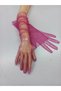 Diamond sparkling evening dresses bridal gloves long fuchsia - 3