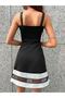 Women's Shoulder Strap Slim Waist and Guiped Tulle Detail Mini Dress - 3
