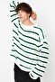 Yeşil Casual Unisex Oversize Fit Geniş Kalıp Bisiklet Yaka Çizgili Triko Kazak TMNAW23KZ00285 - 4