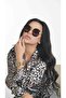 Women's Sunglasses Round Design Gold Frame Brown Glass - 2