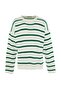Yeşil Casual Unisex Oversize Fit Geniş Kalıp Bisiklet Yaka Çizgili Triko Kazak TMNAW23KZ00285 - 7