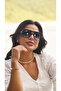 Women's Sunglasses Rectangle Design Gold Black Frame Black Glass