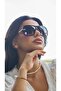 Women's Sunglasses Rectangle Design Gold Black Frame Black Glass - 3