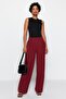 Bordo Wide Leg/Geniş Paça Dokuma Kumaş Pantolon TWOAW22PL0139 - 6