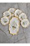 Daisy Model Embroidered Tray Cover and Cocktail 6-Piece Coffee Presentation Napkins - 3