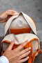 Oslo Beige Orange Women's Backpack with Double Inner Pocket Detail and External Zipper Compartment - 6