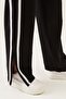 Women's Black Striped Slit High Waist Wide Leg Sweatpants - 4