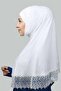 Set of Two Lace Practical Scarf Ready Hijab and Hijab Bonnet Xl - White - 3