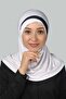 وشاح عملي جاهز على شكل عمامة بتفاصيل هلالية خاصة - أبيض - أسود