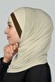 Practical Scarf Ready Turban Special Crescent Detailed Hijab - Cream - Dark Mink
