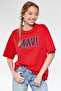 Women's Blue Logo Printed Red T-Shirt 1600843 -82054