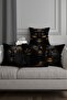 Black Woman Black Girl Patterned Black Gold Digital Printed 4-Piece Throw Pillow Pillow Cases