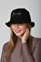 Black Bucket Hat with Embroidery Detail - 4