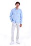 Blue Comfort Fit Straight Buttoned Collar Long Sleeve Casual Oxford Shirt - 4
