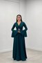Crepe Fabric Sleeves Flounce Detailed Maxiboy Evening Dress - EMERAL GREEN - 2