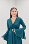 Crepe Fabric Sleeves Flounce Detailed Maxiboy Evening Dress - EMERAL GREEN - 4