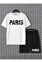 Unisex PARIS Custom Printed Oversize T-Shirt Shorts Combed Cotton Set - 3