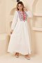 Women's White Kanavice Embroidered Lined Ethnic Authentic Dress - 2