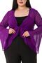 Plus Size Spanish Sleeve Tied Front Chiffon Purple Bolero - 5