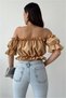 Beige – Madonna Blouse with Rubber Detail - 4