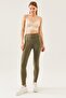 Women's Khaki Compressive Extra High Waist Tights - 3