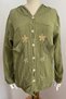 Women's Khaki Sequined Star Embroidered Sleeves and Hood with Mesh Detail Pocket Buttoned Jacket - 3