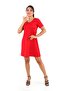 Women's Red Cross Back Dress with Piping Detail - 2