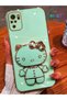 Water Green Hello Kitty Stand Edge Gold Detailed Luxury Silicone Case for Xiaomi Redmi Note 10S