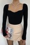 Women's Black Sweetheart Neck Knitwear Blouse - 2
