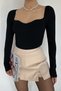 Women's Black Sweetheart Neck Knitwear Blouse - 3
