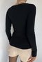 Women's Black Sweetheart Neck Knitwear Blouse - 6
