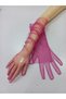 Diamond sparkling evening dresses bridal gloves long fuchsia - 6