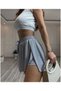 Light Gray Lycra Short Sports Short Skirt - 2