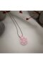 Powder Pink-Pink Cevşen Necklace with Chain / Handcrafted Crystal Bead Knitted / - 2